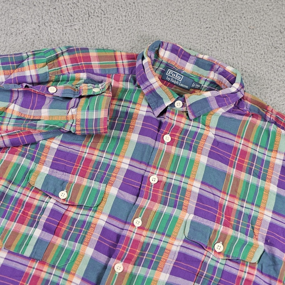 Polo by Ralph Lauren Shirt Mens 1XB Big Multicolor Madras Plaid Button Down